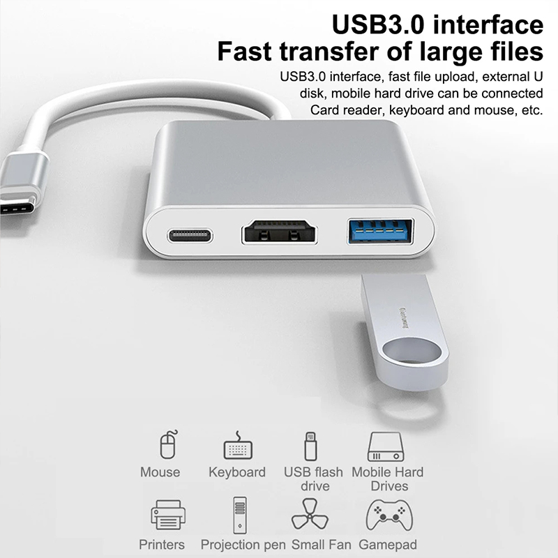 Hub USB tipo C 3 en 1 a HDMI 4 - Tablet Ipad Accessories reseña y precio
