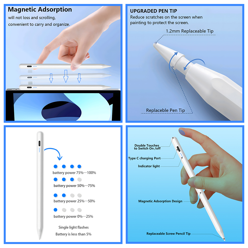 Lápiz Táctil para iPad 2025, C - Tablet Accessories Kids reseña y precio